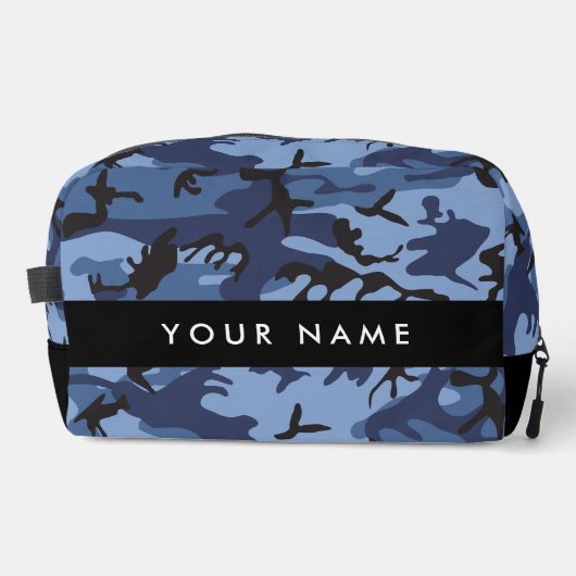 Navy Blue Camouflage Ihr Name Personalize Waschbeutel (Vorderseite)