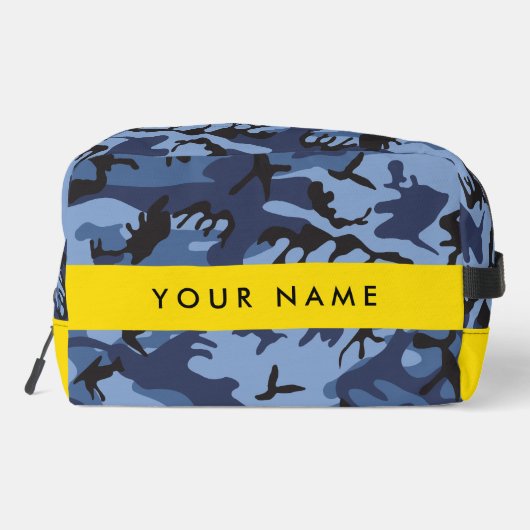 Navy Blue Camouflage Ihr Name Personalize Waschbeutel (Rückseite)