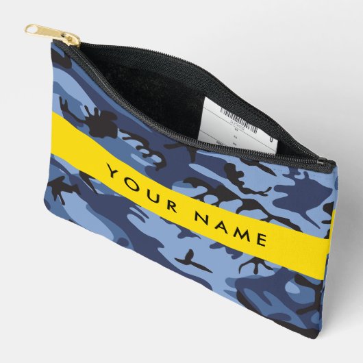 Navy Blue Camouflage Ihr Name Personalize Zubehörtasche (Offen)
