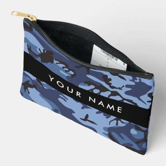 Navy Blue Camouflage Ihr Name Personalize Zubehörtasche (Offen)