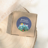 Navy Blue Camping Birthday Party Runder Aufkleber