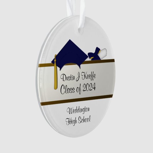Navy Blue Cap Abschluss Acrylic Ornament Dustin_2 (Vorderseite)