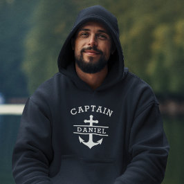 Navy Blue Captain Boat Nautical Anchor Schiff Hoodie