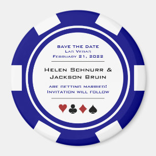 Navy Blue Casino Poker Chip Hochzeit speichern Sie Magnet
