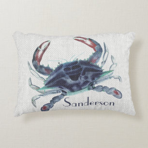 Navy Blue Ccrab Aquarell  Dekokissen