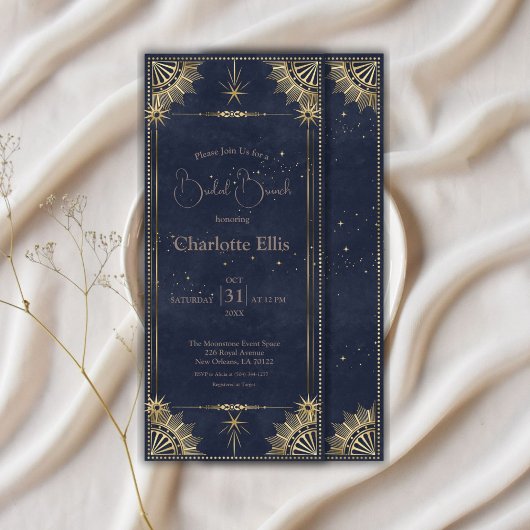 Navy Blue Celestial Bridal Brunch Einladung