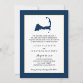 Navy Blue Centerville Cape Cod Map Hochzeit Einladung (Vorderseite)