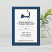 Navy Blue Centerville Cape Cod Map Hochzeit Einladung (Stehend Vorderseite)