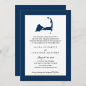 Navy Blue Centerville Cape Cod Map Hochzeit Einladung (Vorne/Hinten)