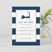 Navy Blue Centerville Cape Cod Map Save the Date (Stehend Vorderseite)