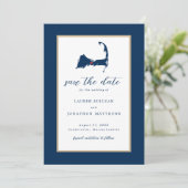 Navy Blue Centerville Cape Cod Map Save the Date (Stehend Vorderseite)