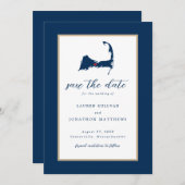 Navy Blue Centerville Cape Cod Map Save the Date (Vorne/Hinten)