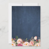 Navy Blue Chalkboard Pink Floral Save the Date (Rückseite)
