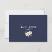 Navy Blue Champagne Floral Wedding RSVP (Rückseite)