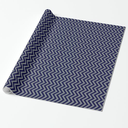 Navy Blue, Charcoal Large Zickzack ZigZag Muster Geschenkpapier (Ungerollt)