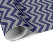 Navy Blue, Charcoal Large Zickzack ZigZag Muster Geschenkpapier (Rolleneckpunkt)