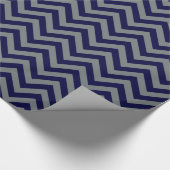 Navy Blue, Charcoal Large Zickzack ZigZag Muster Geschenkpapier (Ecke)