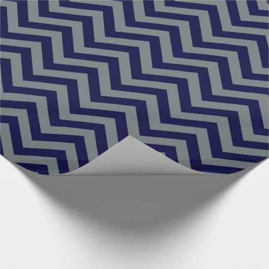 Navy Blue, Charcoal Large Zickzack ZigZag Muster Geschenkpapier (Ecke)