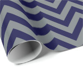 Navy Blue, Charcoal Large Zickzack ZigZag Muster Geschenkpapier (Rolleneckpunkt)