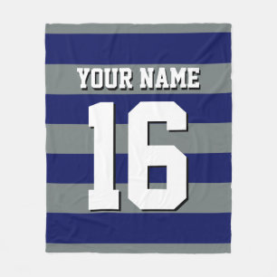 Navy Blue Charcoal Team Jersey Preppy Strip Fleecedecke