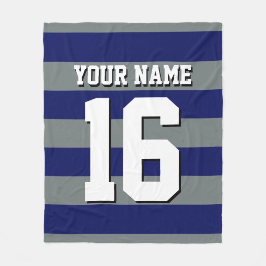 Navy Blue Charcoal Team Jersey Preppy Strip Fleecedecke (Vorderseite)