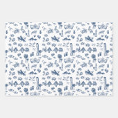 Navy Blue Charleston Toile Gift Wrap Geschenkpapier Set (Vorderseite 2)