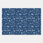 Navy Blue Charleston Toile Gift Wrap Geschenkpapier Set (Vorderseite)