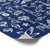 Navy Blue Charleston Toile Poster (Ecke)