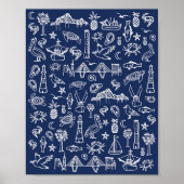 Navy Blue Charleston Toile Poster (Vorne)