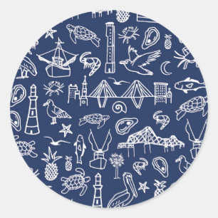 Navy Blue Charleston Toile Sticker