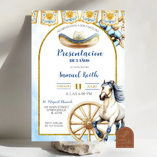 Navy Blue Charro Präsentation 3 Jahre Einladung