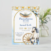 Navy Blue Charro Präsentation 3 Jahre Einladung (Stehend Vorderseite)