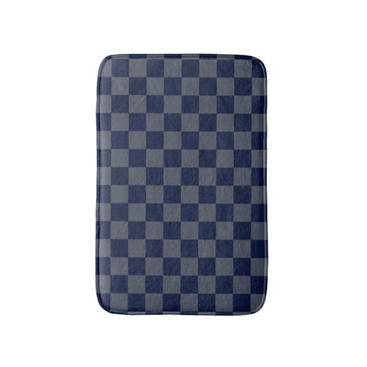 Navy Blue Checkerboard Badematte (Vorderseite Vertikal)