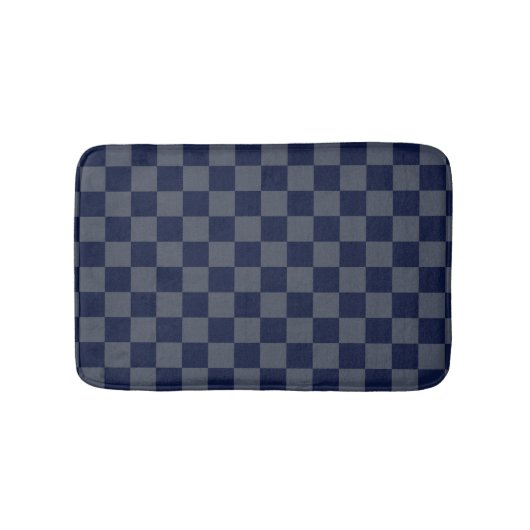Navy Blue Checkerboard Badematte (Vorderseite)