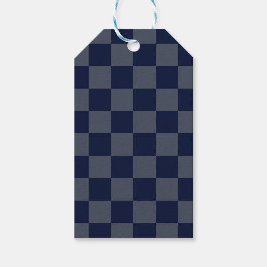 Navy Blue Checkerboard Geschenkanhänger (Vorderseite)