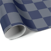 Navy Blue Checkerboard Geschenkpapier (Rolleneckpunkt)