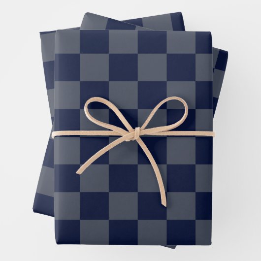 Navy Blue Checkerboard Geschenkpapier Set (Beispiel)