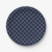 Navy Blue Checkerboard Pappteller (Vorderseite)