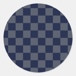Navy Blue Checkerboard Runder Aufkleber
