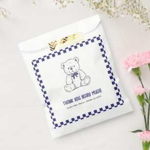 Navy Blue Checkered Teddy Bär - Unser kleines Baby Geschenktütchen