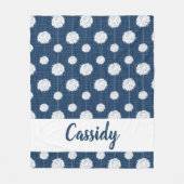 Navy Blue Cheerleader Pom Pom Pattern Fleecedecke (Vorderseite)