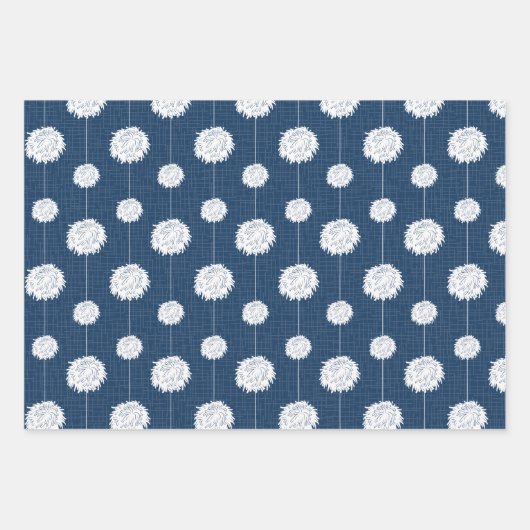 Navy Blue Cheerleader Pom Pom Pattern Geschenkpapier Set (Vorderseite 3)