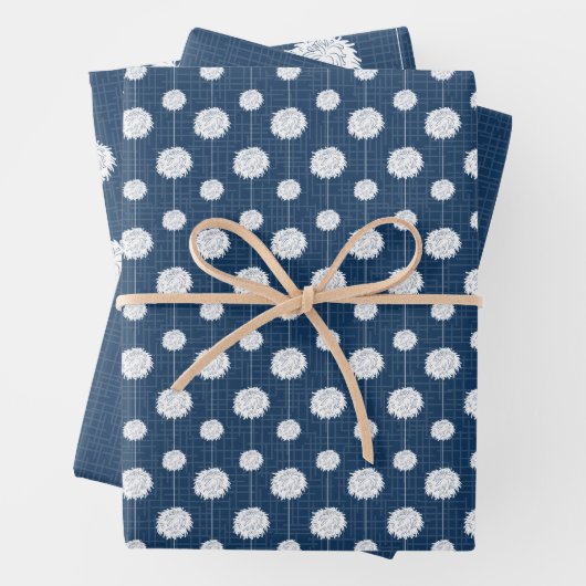 Navy Blue Cheerleader Pom Pom Pattern Geschenkpapier Set (Beispiel)