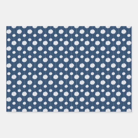 Navy Blue Cheerleader Pom Pom Pattern Geschenkpapier Set (Vorderseite)