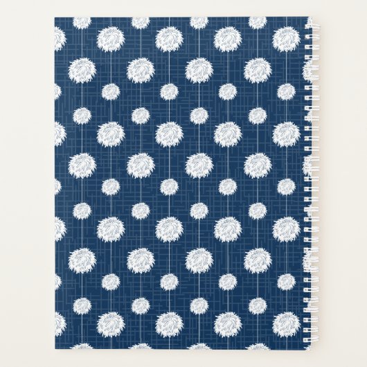Navy Blue Cheerleader Pom Pom Pattern Planer (Rückseite)