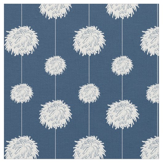 Navy Blue Cheerleader Pom Pom Pattern Stoff (Nahaufnahme)