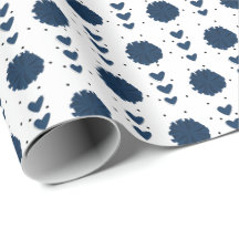 Navy Blue Cheerleader Pom Poms & Hearts Muster