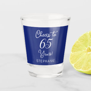Navy Blue Cheers bis 65 Jahre 65. Geburtstagsparty Schnapsglas