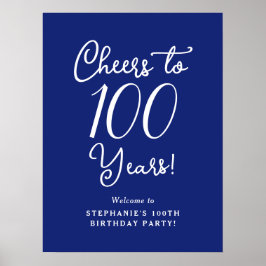Navy Blue Cheers zu 100 Jahren Geburtstag Willkomm Poster