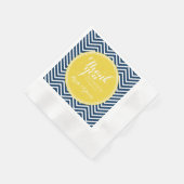 Navy Blue Chevrons mit Custom Yellow Monogram Serviette (Ecke)